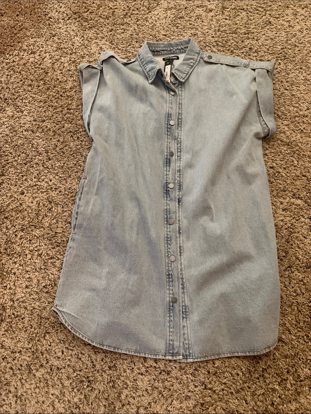 Steve Madden Light Blue Denim Button-Front Shirt Dress